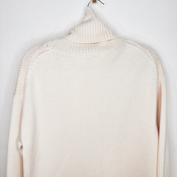 Joseph Chunky Knit Sloppy Joe Ivory Cream Wool Turtleneck Pullover Sweater Small - Picture 11 of 14
